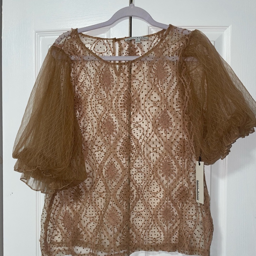 Haute Monde Classy see through poof arm Blouse